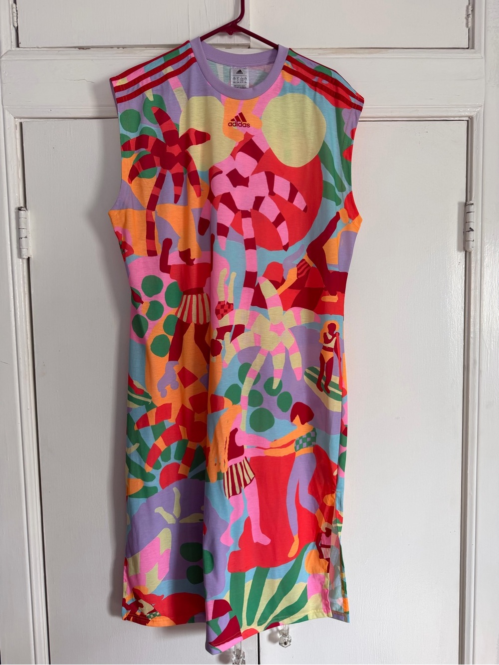adidas Multicolor Tropical Print Midi Dress - Red, Pink, Orange, Lavender, Green